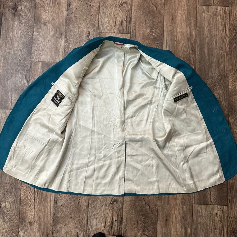 Hart Schaffner Marx Jack Nicklaus Golden Button Suit Blazer Jacket Greenish Blue